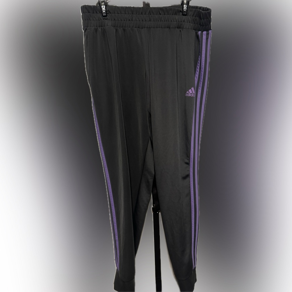 Adidas Tiro Track Pants Black w/ Purple Stripes | Women’s